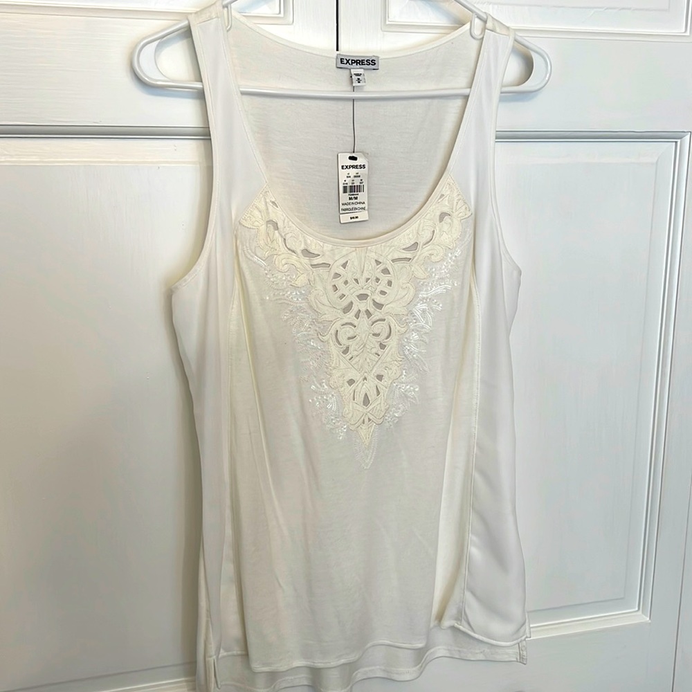 NWT Express embroidered and Sequin Tank top Blouse